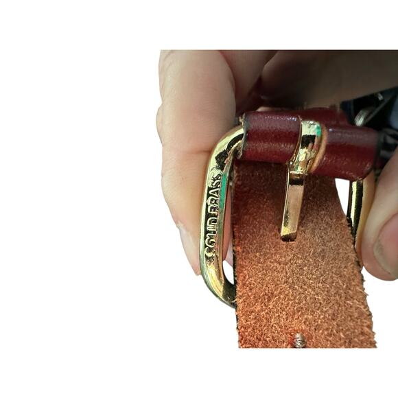 Chatham T Co Men's Brown Leather Anchor Print Cape Cod Buckle Belt - Picture 6 of 7